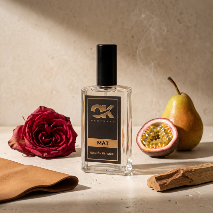 Perfume MAT Edición Especial con rosa, maracuyá, pera, cuero y sándalo