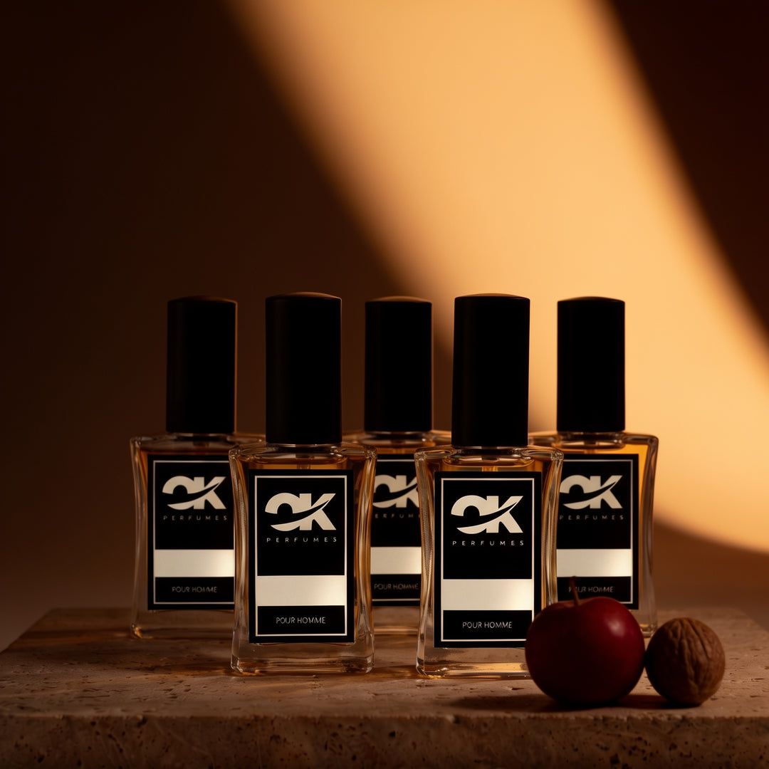 Super Pack Elixires Masculinos - perfumes de equivalencia sobre travertino