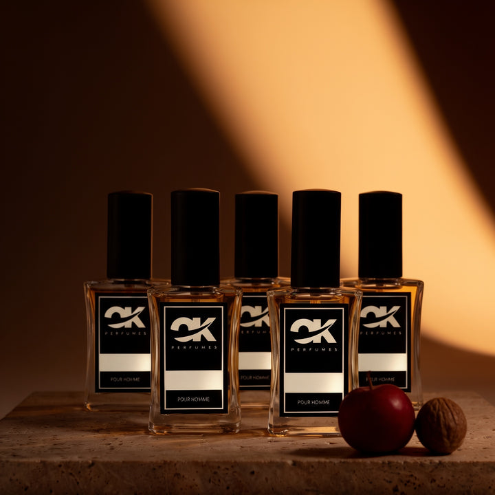 Super Pack Elixires Masculinos - perfumes de equivalencia sobre travertino