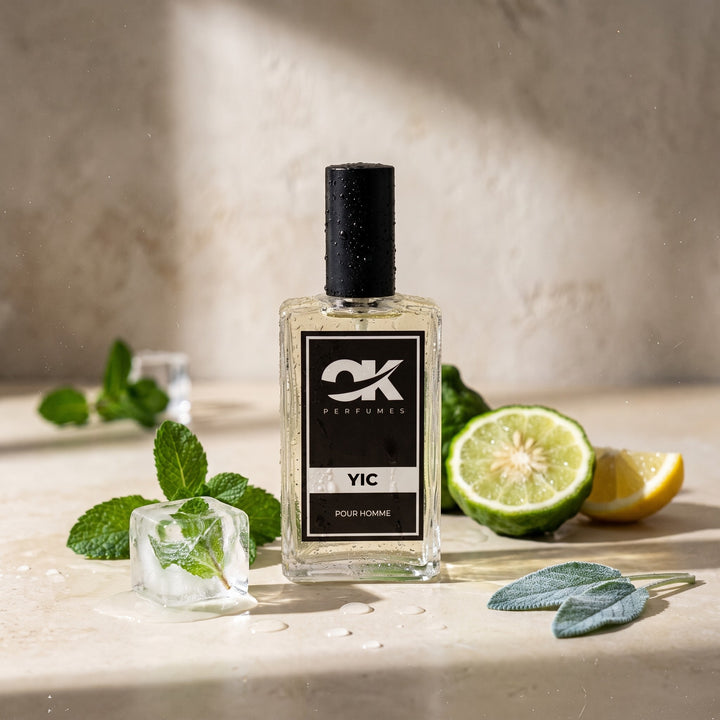 Perfume YIC de OK Perfumes con menta helada, bergamota, limón y salvia